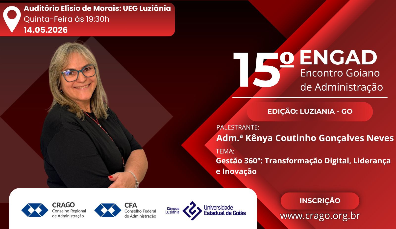 CRA de Goiás promove 15º ENGAD – Edição Luziânia no dia 14 de maio