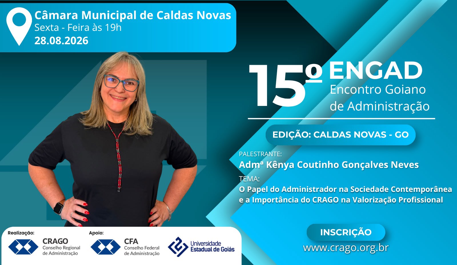 Caldas Novas, recebe ENGAD - Encontro Goiano de Administração, no dia 28 de agosto