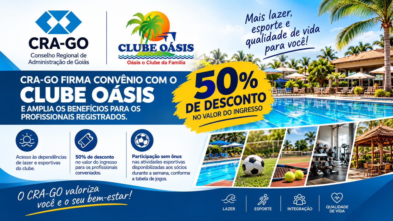 CRA-GO firma convênio com o Clube Oásis e amplia benefícios aos profissionais registrados